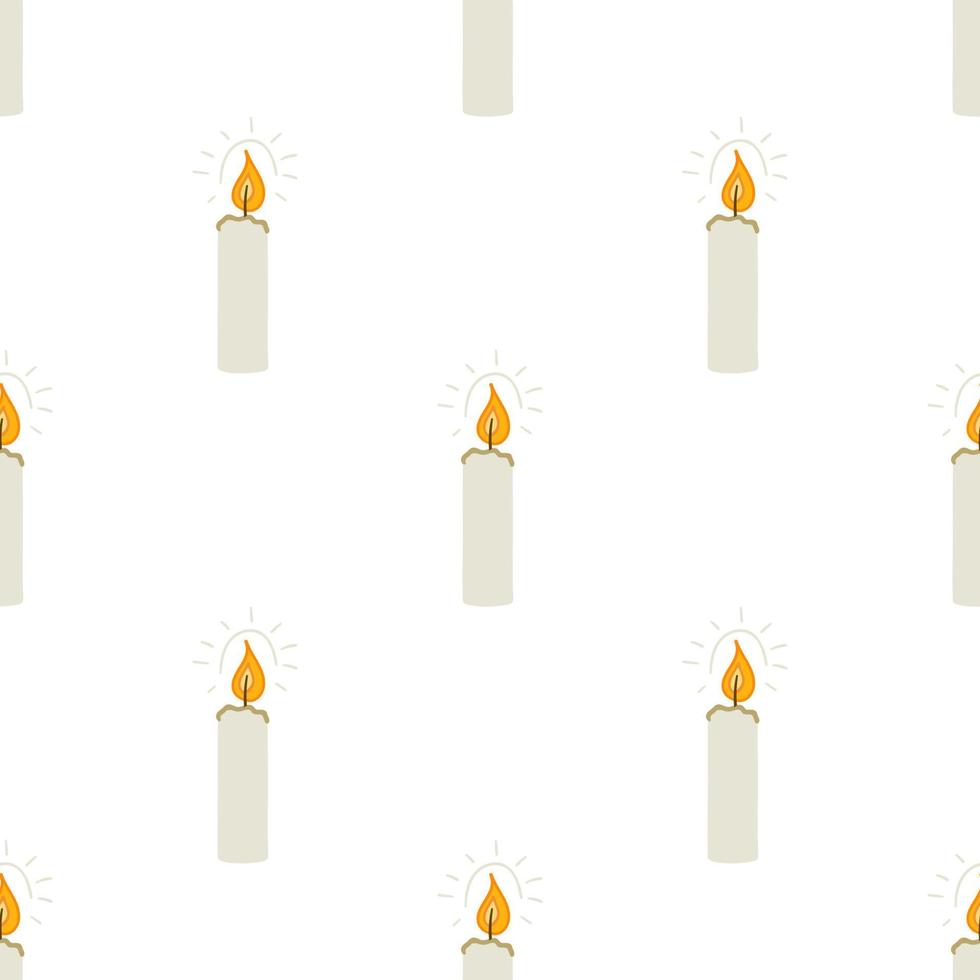 Candle. Seamless doodle pattern. vector