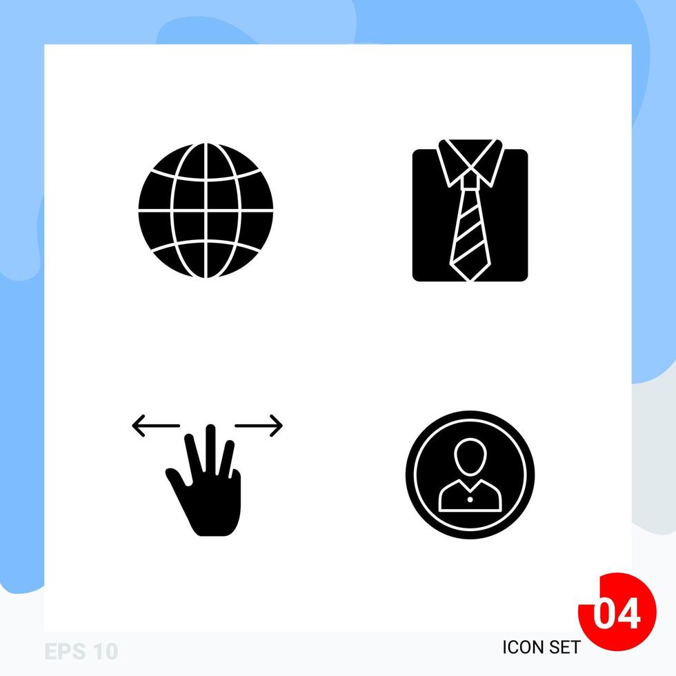 Modern Pack of 4 Icons. Solid Glyph Symbols isolated on White Backgound for Website designing vector