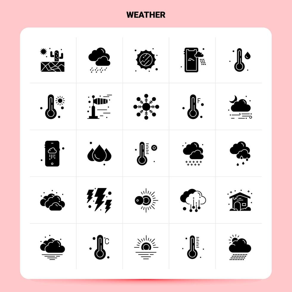 Solid 25 Weather Icon set Vector Glyph Style Design Black Icons Set Web and Mobile Business ideas design Vector Illustration