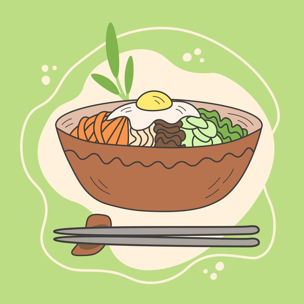 vector de comida tradicional coreana bibimbap