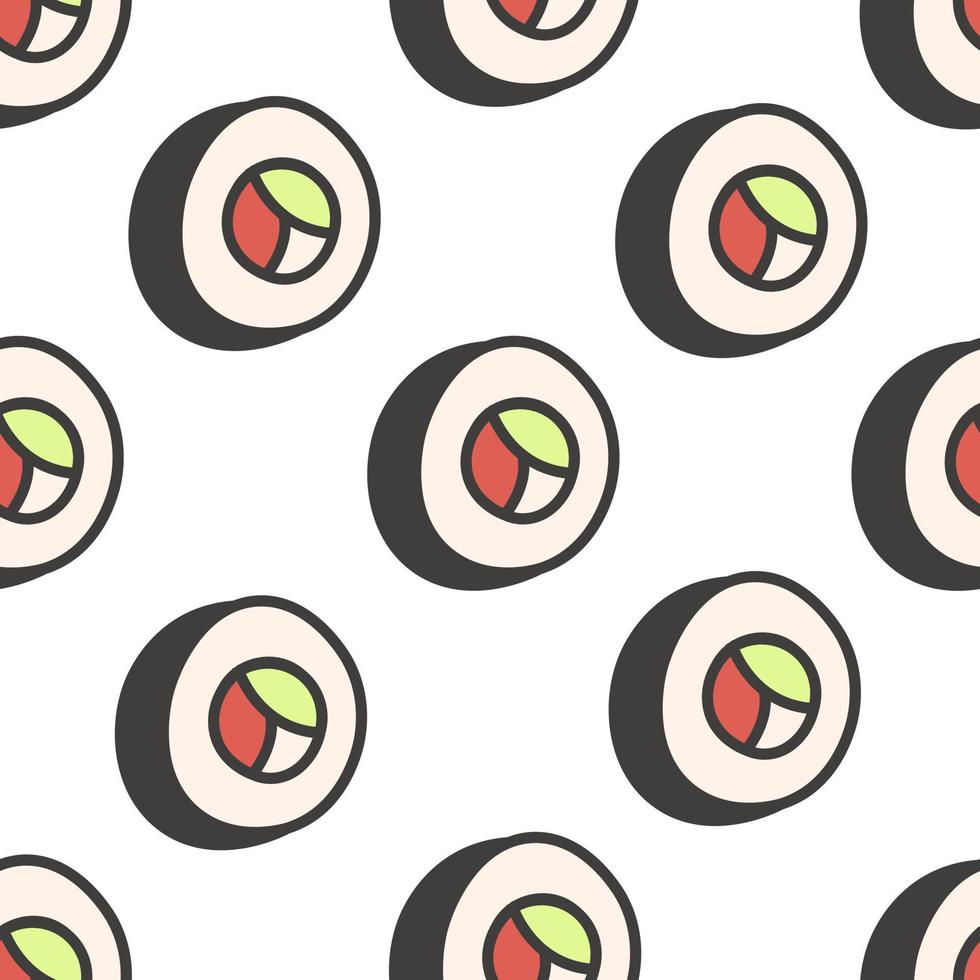 patrón sin costuras de comida asiática con sushi maki vector