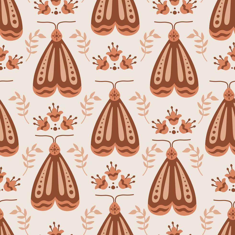 Shabby chic seamless pattern with cute butterfly and flowers vector