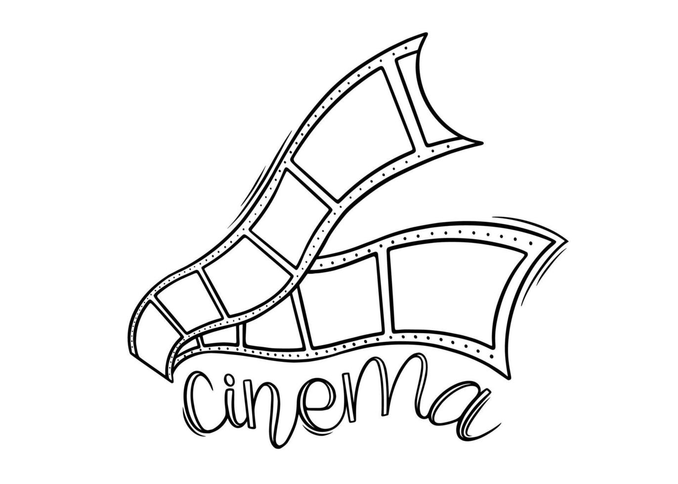 Cinema film roll sketch. Cinema ribbon in doodle style. Vector illustration