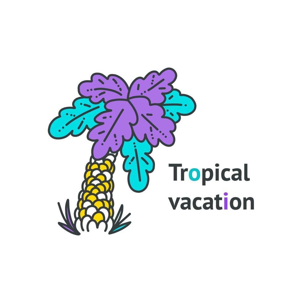 Ilustración de vector de palmera en estilo doodle