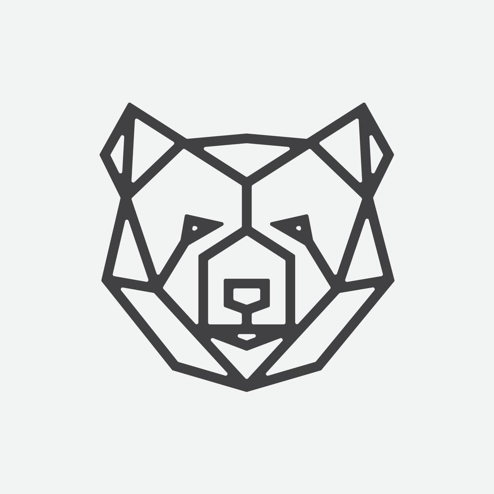 geometric bear head logo design, bear linear icon design illustrtion, bear logo design vector