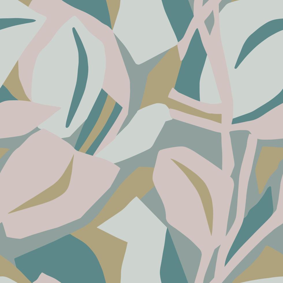 Vector flower and leaf illustration seamless repeat pattern
