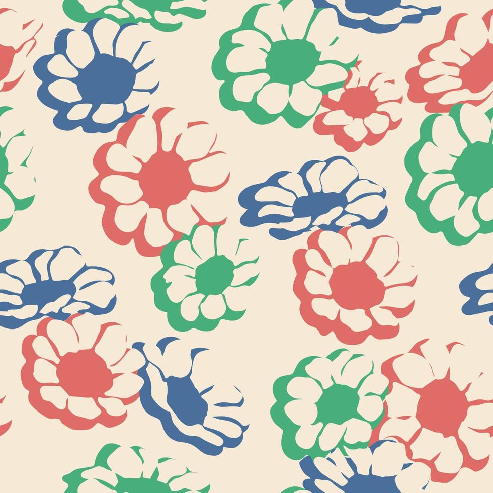 Vector flower illustration seamless repeat pattern