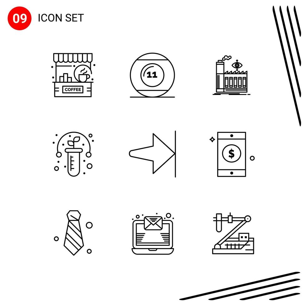 Collection of 9 Vector Icons in Line style. Pixle Perfect Outline Symbols for Web and Mobile. Line Icon Signs on White Background. 9 Icons.