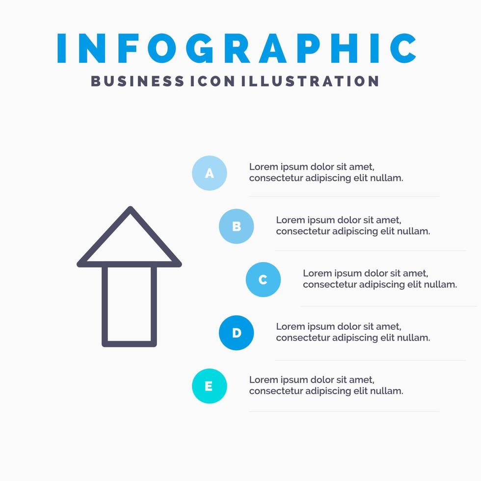 icono de línea de carga de flecha hacia arriba con fondo de infografía de presentación de 5 pasos vector