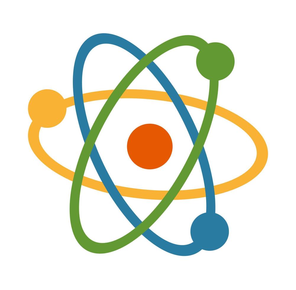 Atom science vector illustration. Colored atom symbol icon.