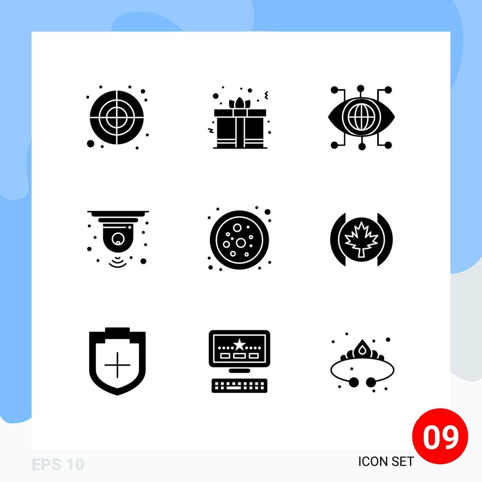 User Interface Pack of 9 Basic Solid Glyphs of connection device smart data closed cctv Editable Vector Design Elements