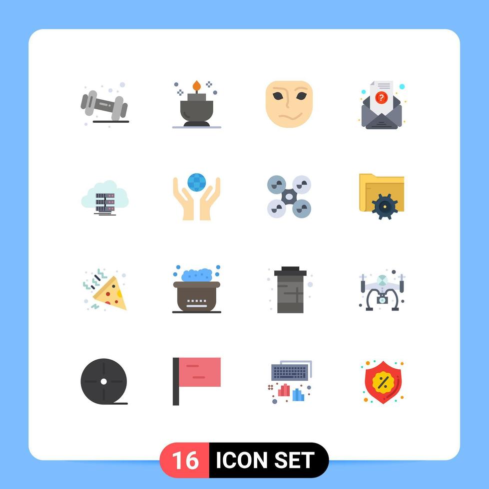 Set of 16 Modern UI Icons Symbols Signs for data storage emotion cloud newsletter Editable Pack of Creative Vector Design Elements