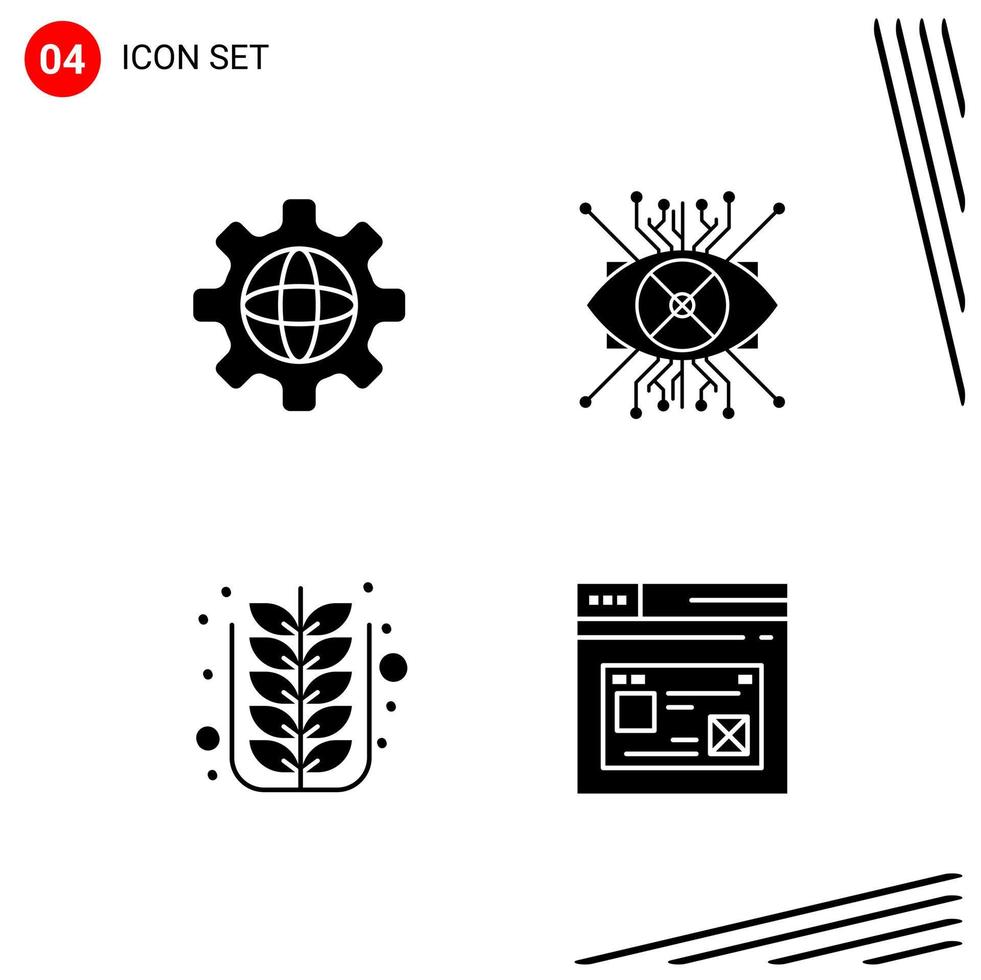 Collection of 4 Vector Icons in solid style. Pixle Perfect Glyph Symbols for Web and Mobile. Solid Icon Signs on White Background. 4 Icons.