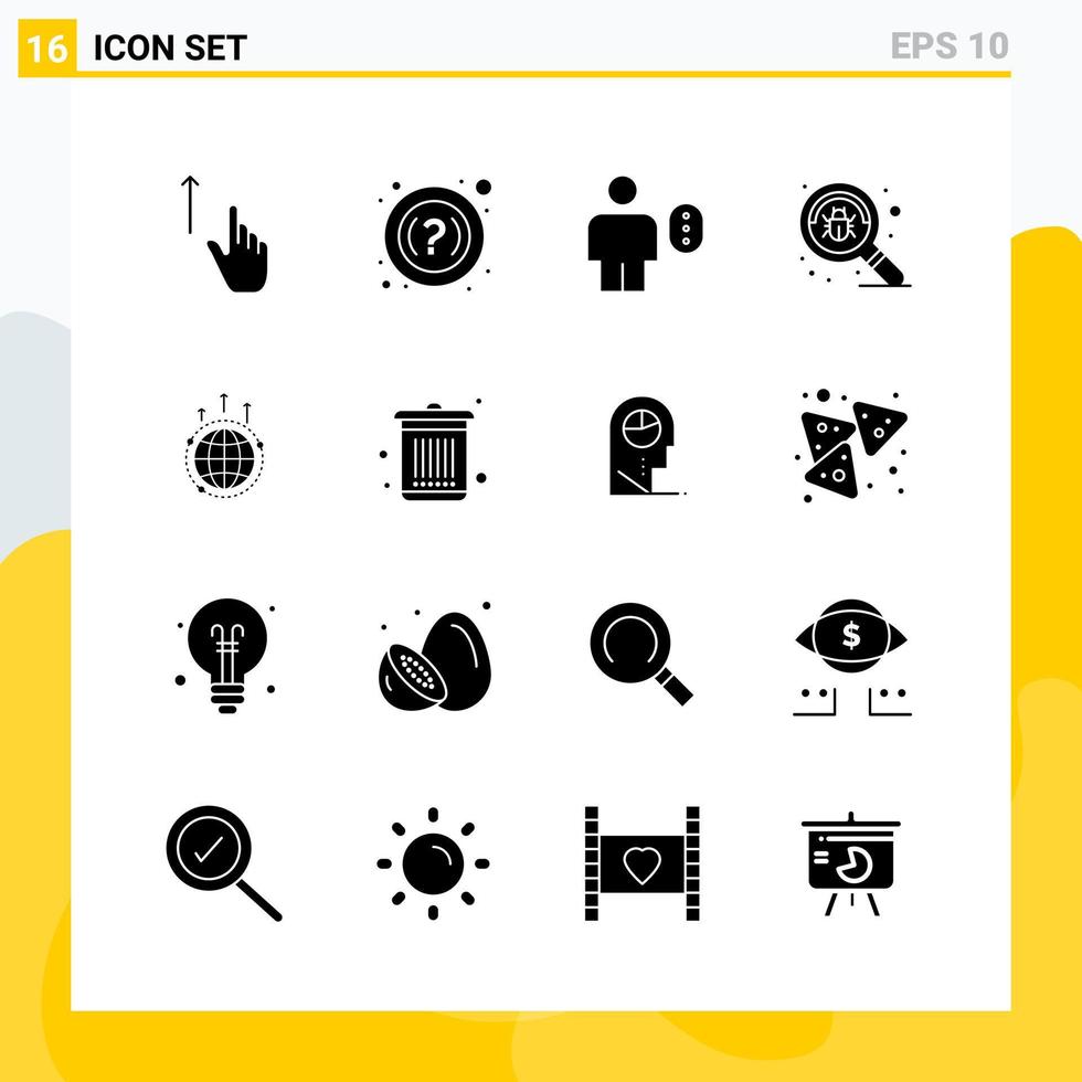 Collection of 16 Universal Solid Icons. Icon Set for Web and Mobile. vector