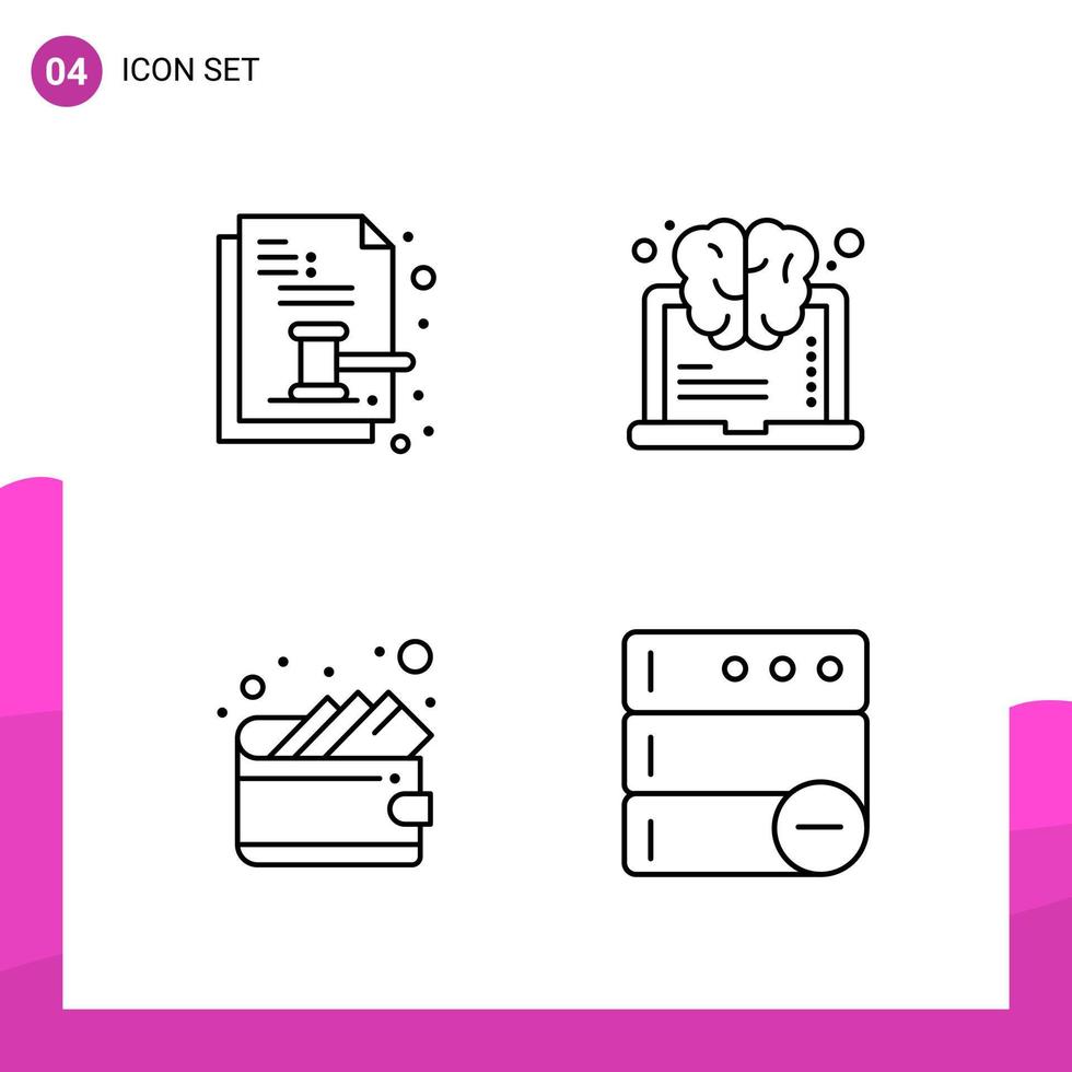 Outline Icon set. Pack of 4 Line Icons isolated on White Background for responsive Website Design Print and Mobile Applications. vector