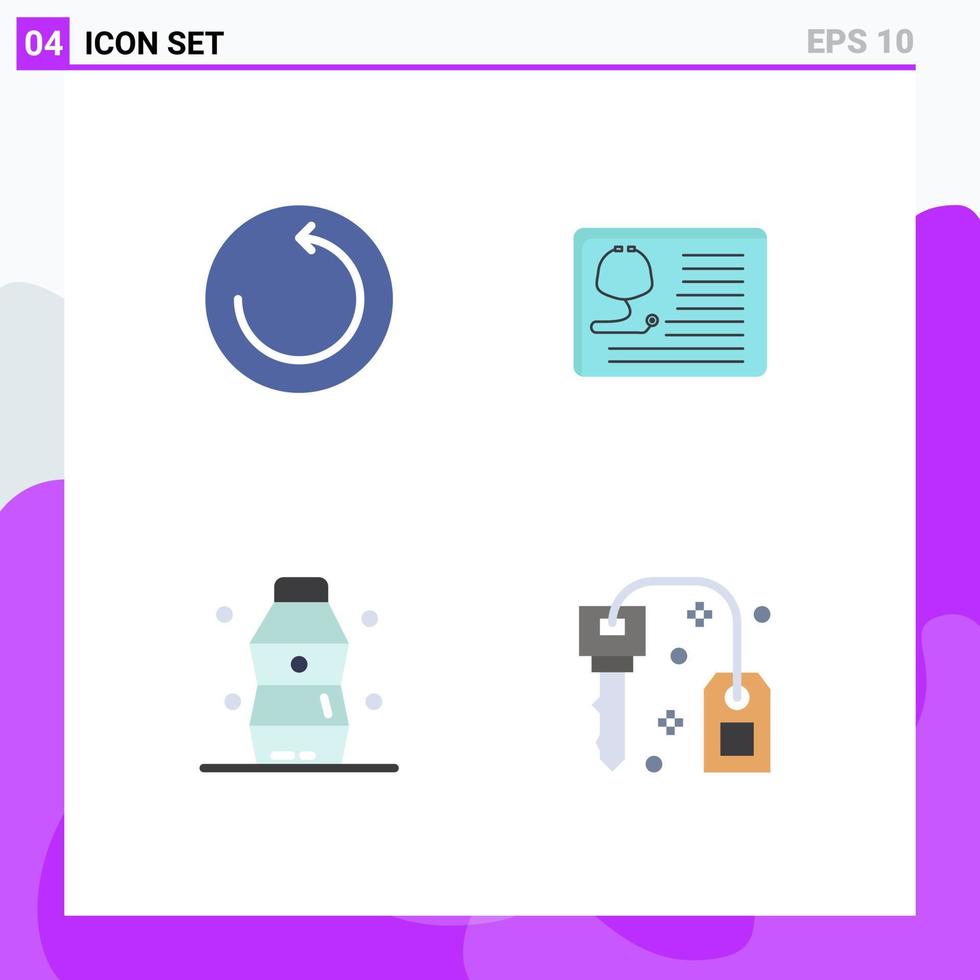 Set of 4 Modern UI Icons Symbols Signs for backup drink stethoscope healthcare water Editable Vector Design Elements