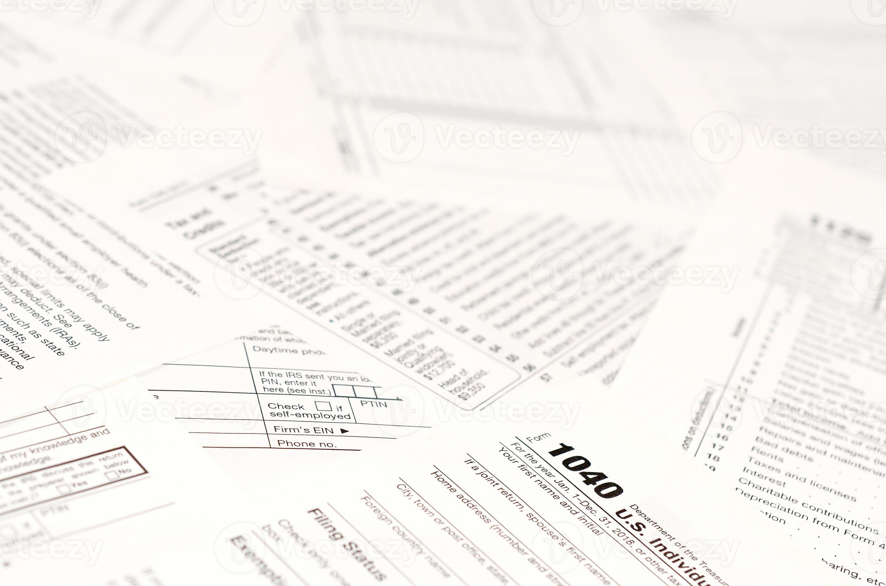 Blank tax forms. American 1040 Individual Tax return form
