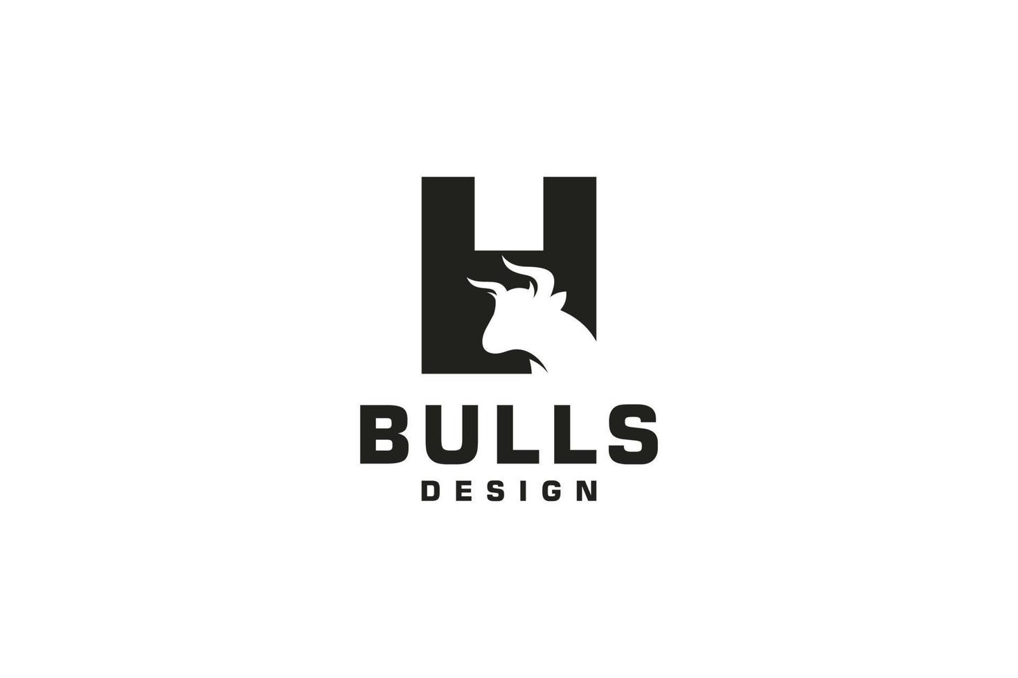 Letter H logo, Bull logo,head bull logo, monogram Logo Design Template Element vector