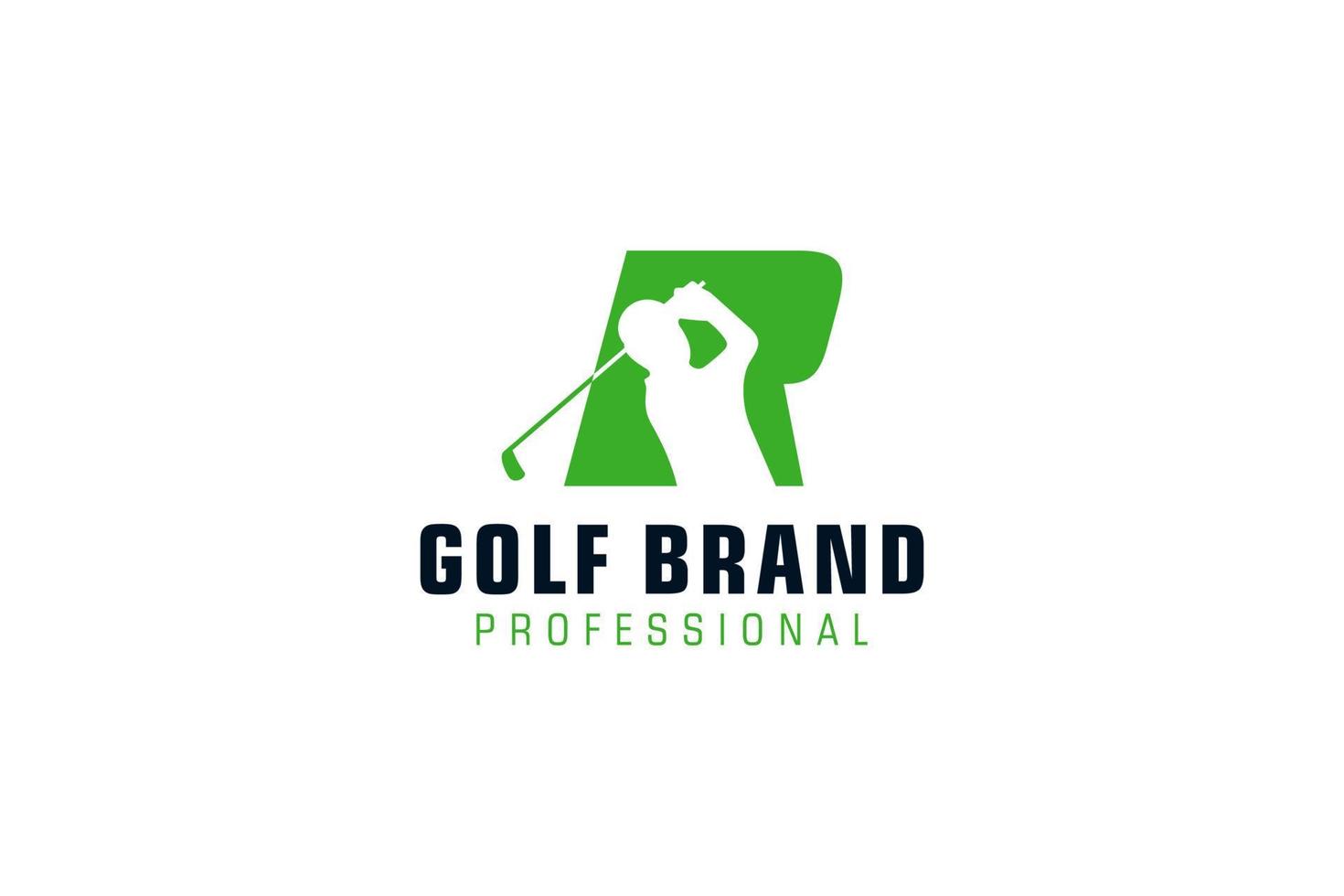 letra r para la plantilla vectorial de diseño del logotipo de golf, etiqueta vectorial de golf, logotipo del campeonato de golf, ilustración, icono creativo, concepto de diseño vector