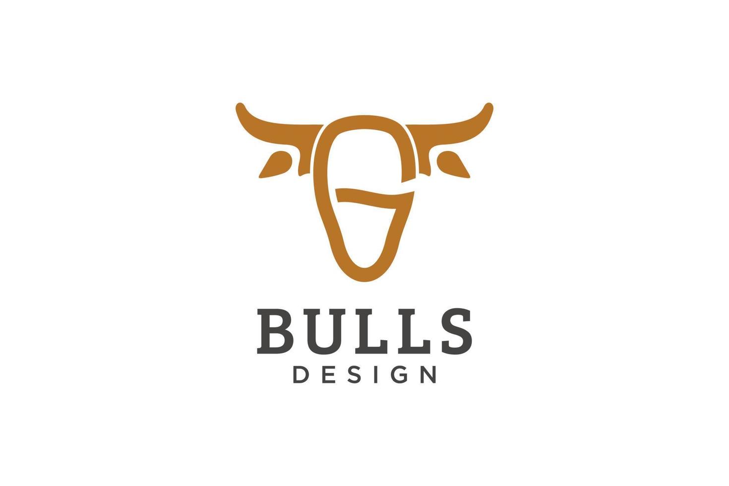 logotipo de letra g, logotipo de toro, logotipo de toro de cabeza, elemento de plantilla de diseño de logotipo de monograma vector