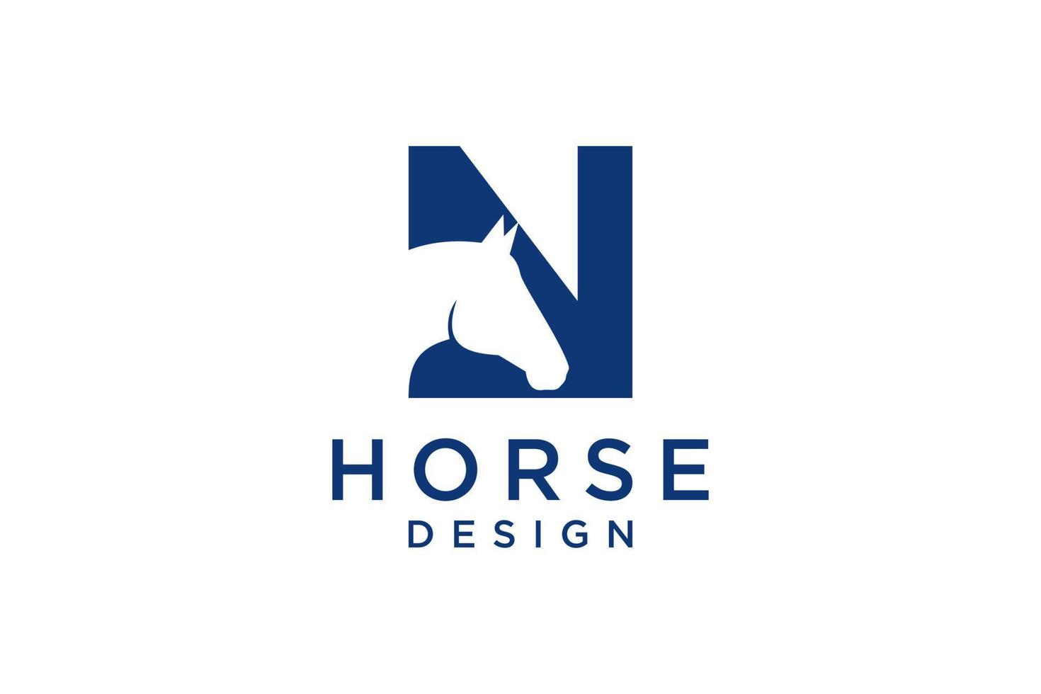 el diseño del logotipo con la letra inicial n se combina con un símbolo de cabeza de caballo moderno y profesional vector