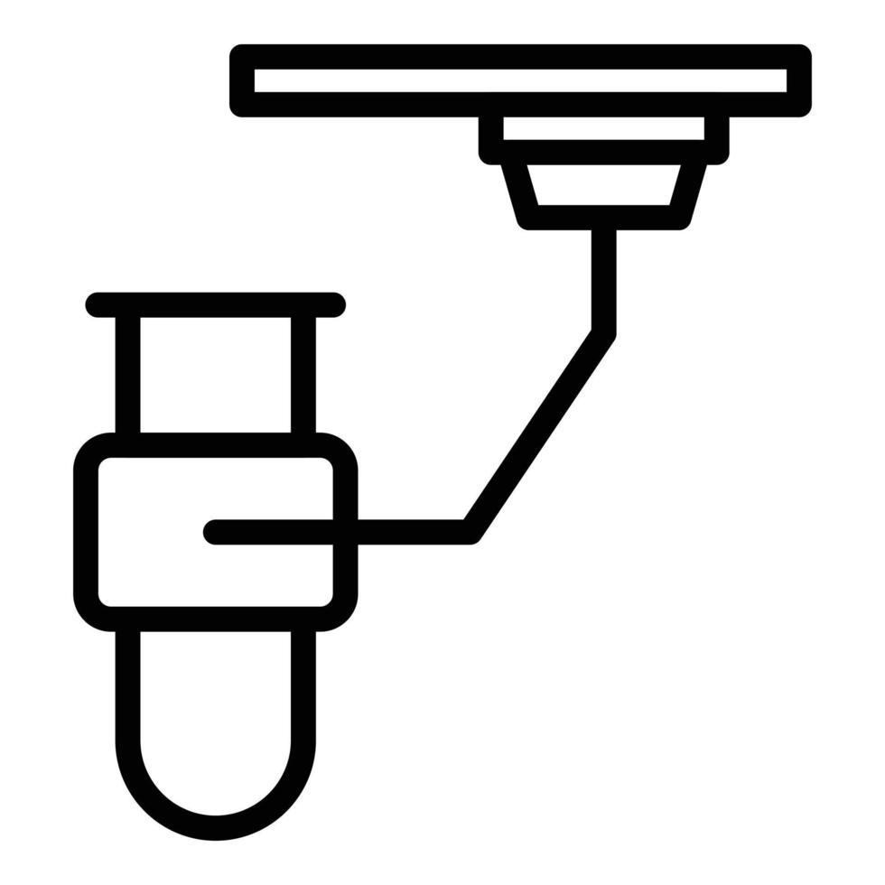 vector de contorno de icono de producción de tubo de ensayo. fábrica de vidrio