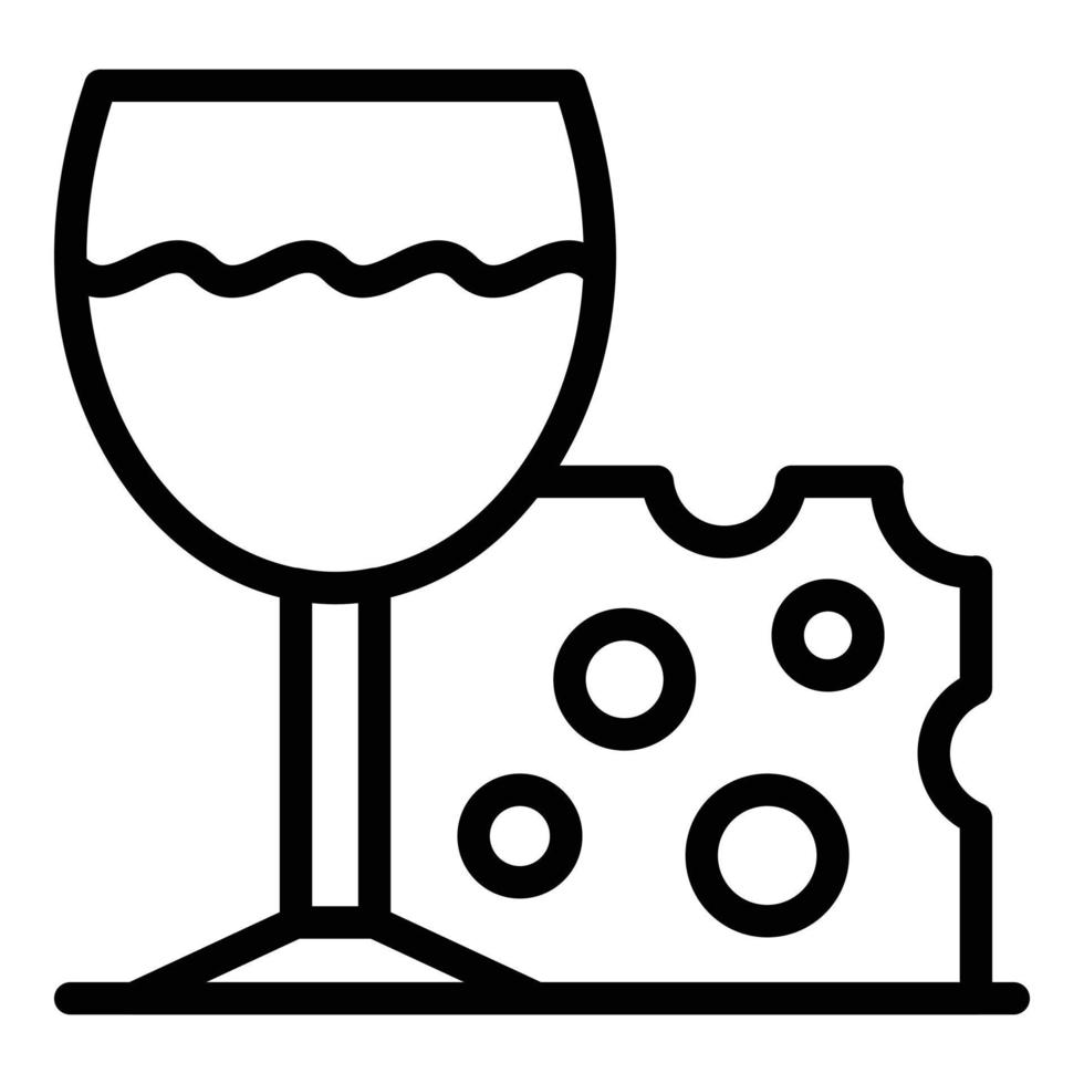 vector de contorno de icono de queso de vino. tienda de comida