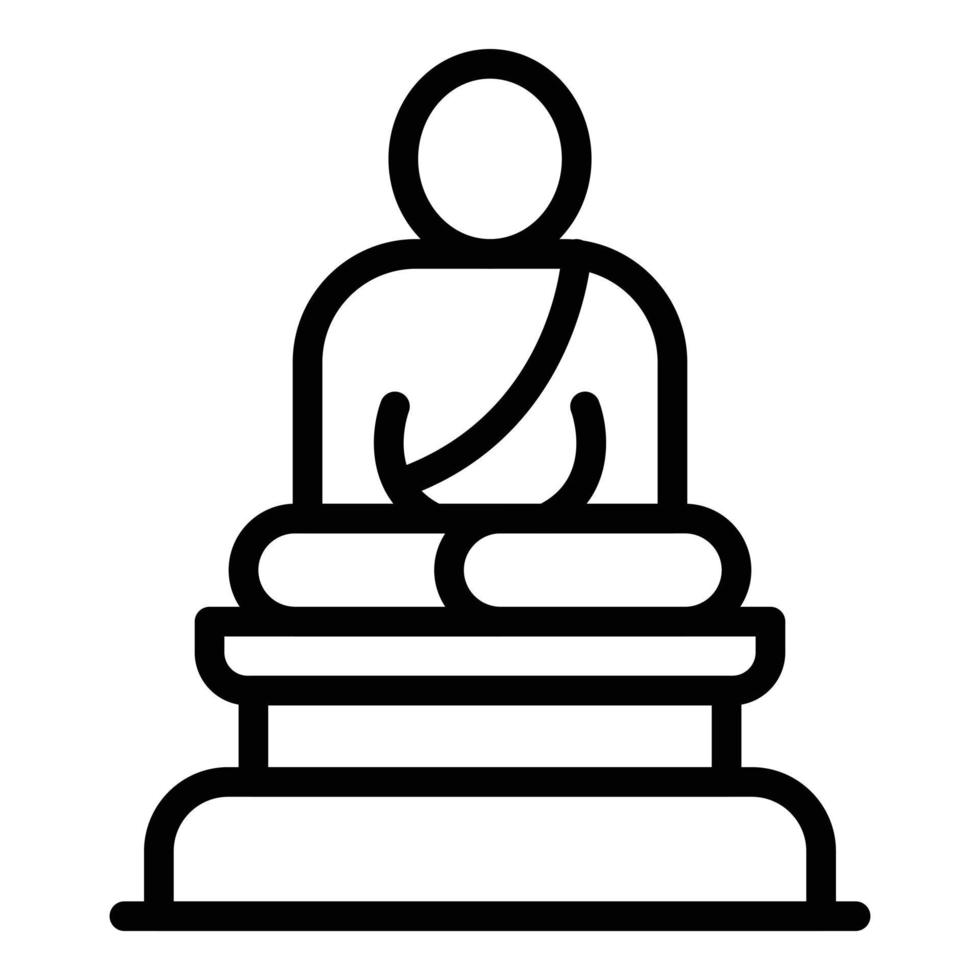 vector de contorno de icono de estatua de Buda. montaña asiática