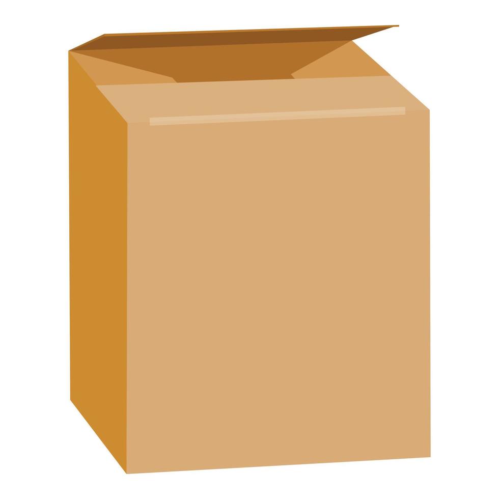 Opened brown rectangle box mockup, realistic style vector