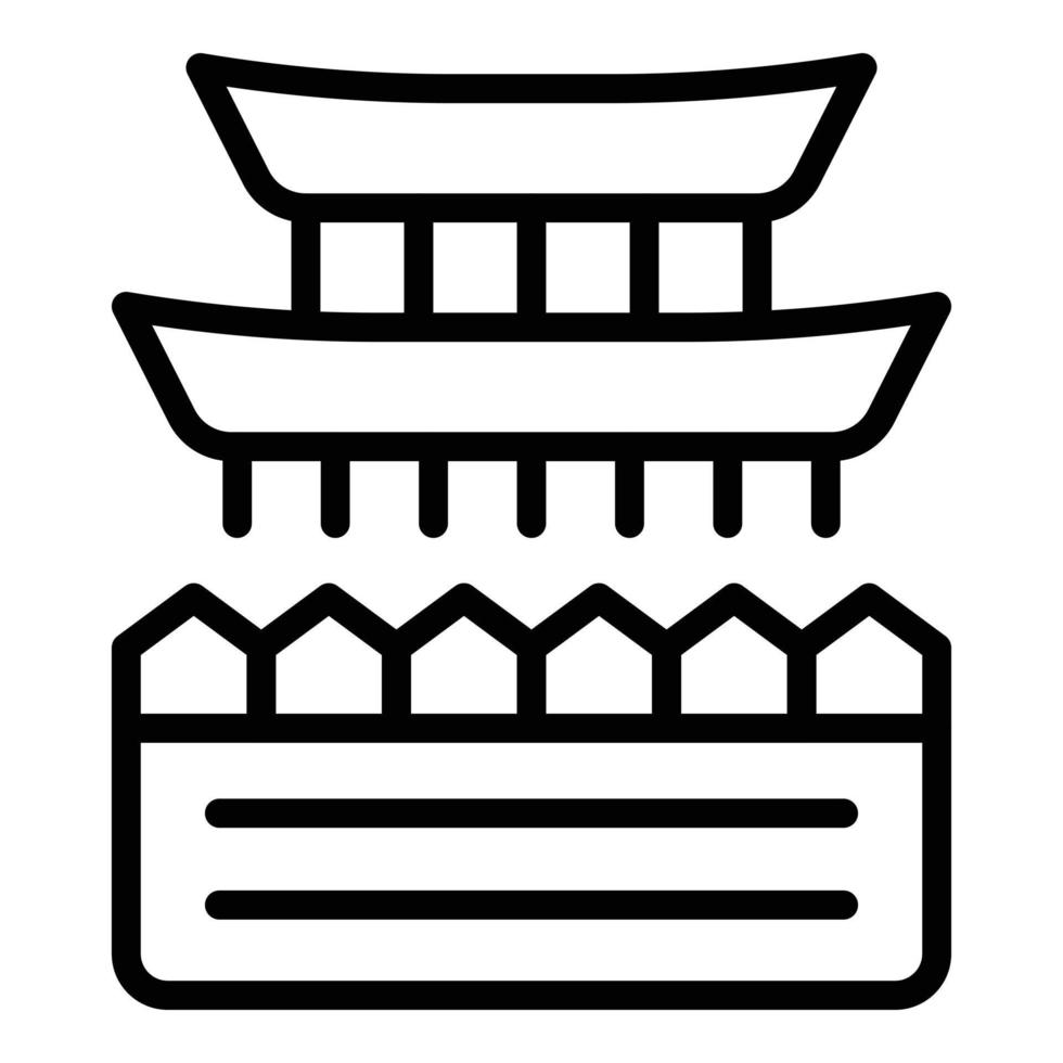vector de contorno de icono de edificio de techo. dia de myanmar
