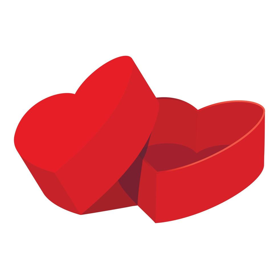 Red heart shaped gift box icon, flat style vector