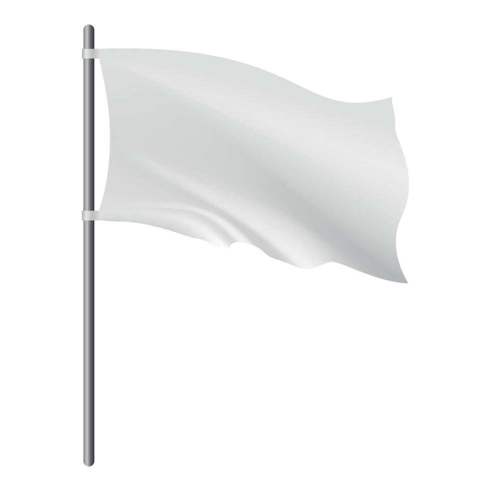 bandera blanca vacía desarrollándose en la maqueta del viento vector