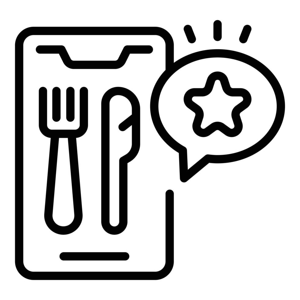 Phone food review icon outline vector. Safety inspection vector