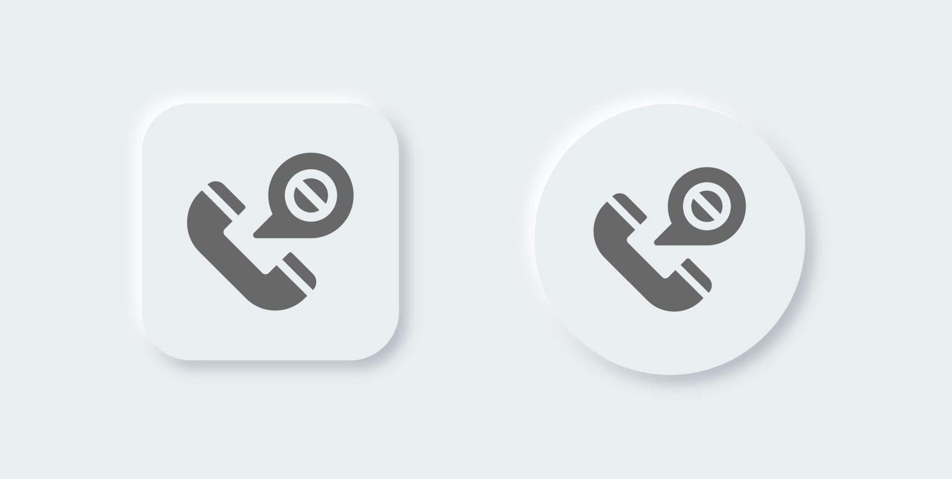 Block call solid icon in neomorphic design style. Telephone signs vector illustration.