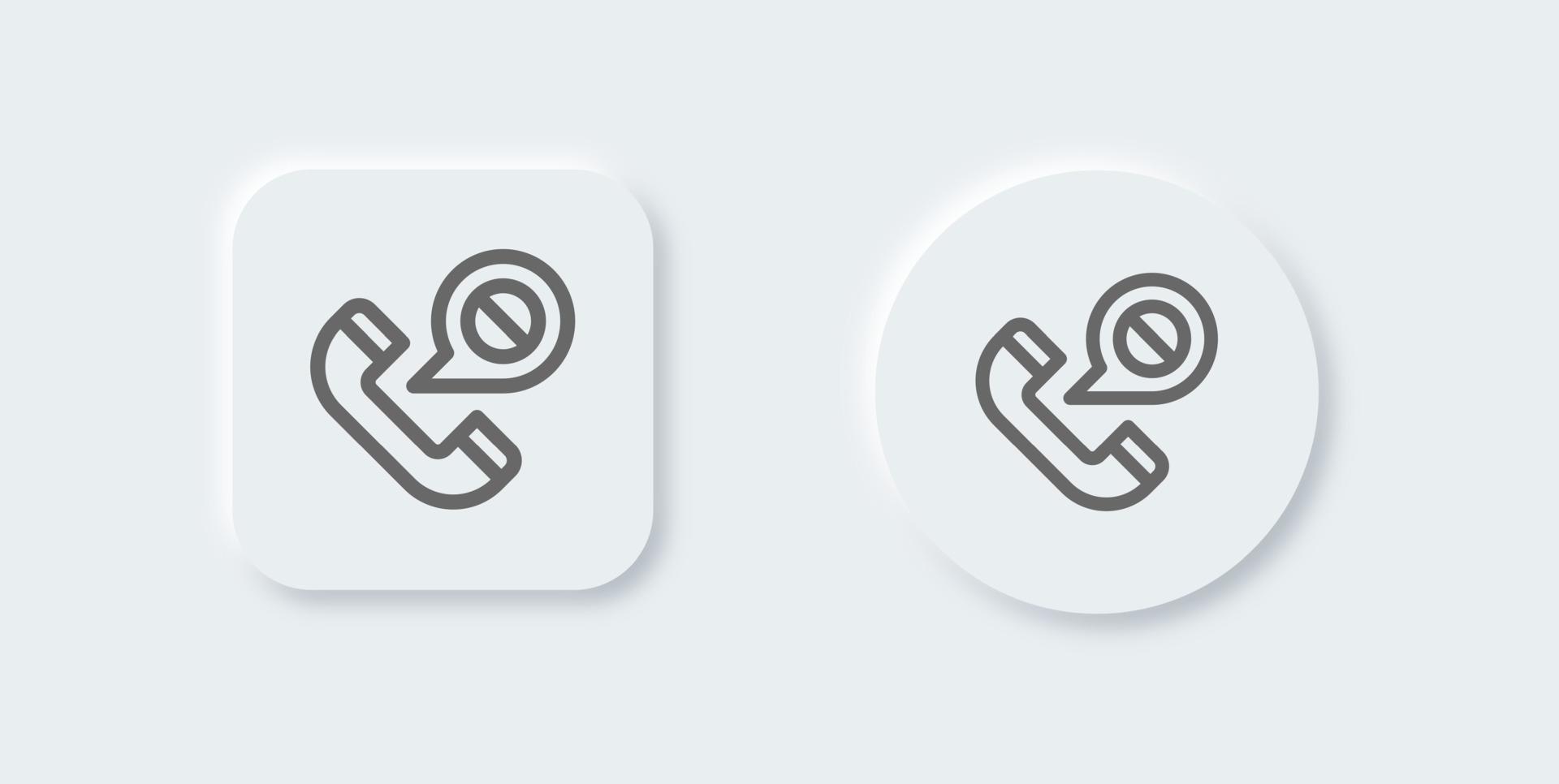 Block call line icon in neomorphic design style. Telephone signs vector illustration.