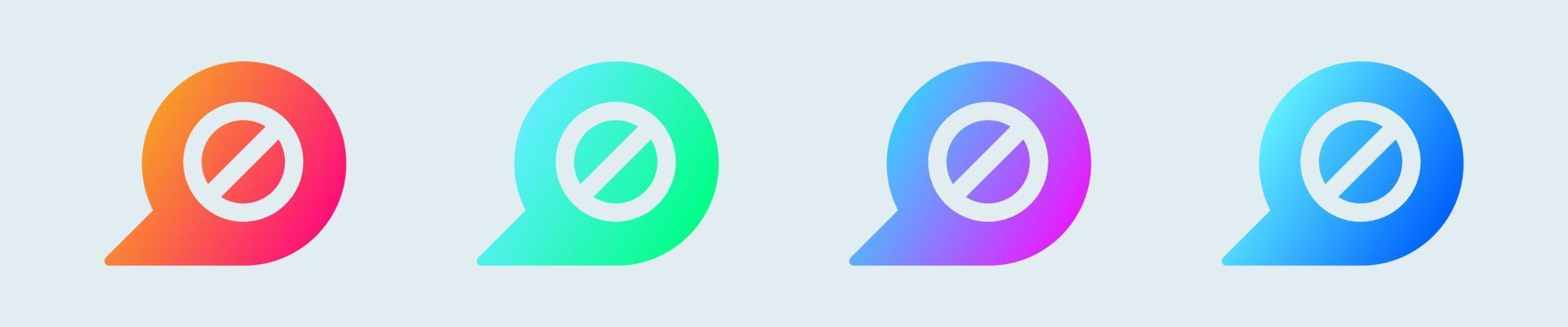 Block chat solid icon in gradient colors. Message signs vector illustration.