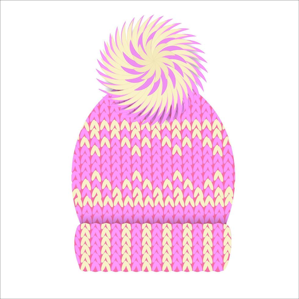 winter hat. pink winter hat. vector
