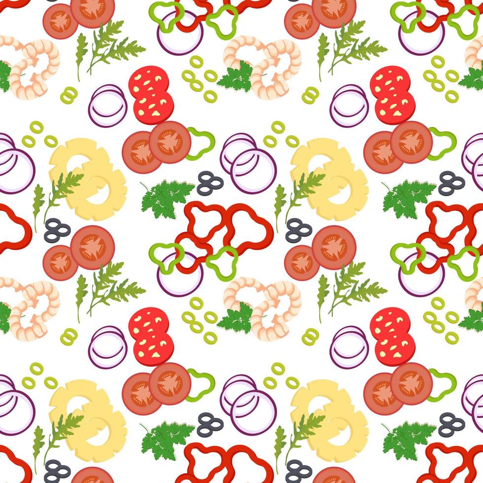 Seamless pattern with pizza ingredients. vector