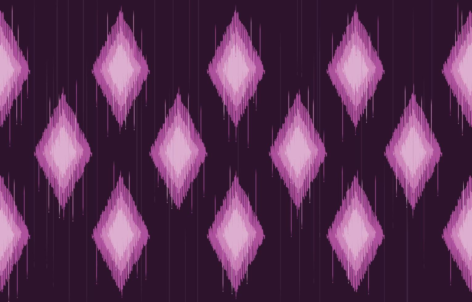 Ikat seamless ethnic pattern oriental traditional embroidery style. Geometric pink purple diamond shape background. Design ikat print vector for clothing, fabric, batik, carpet, wallpaper, textile