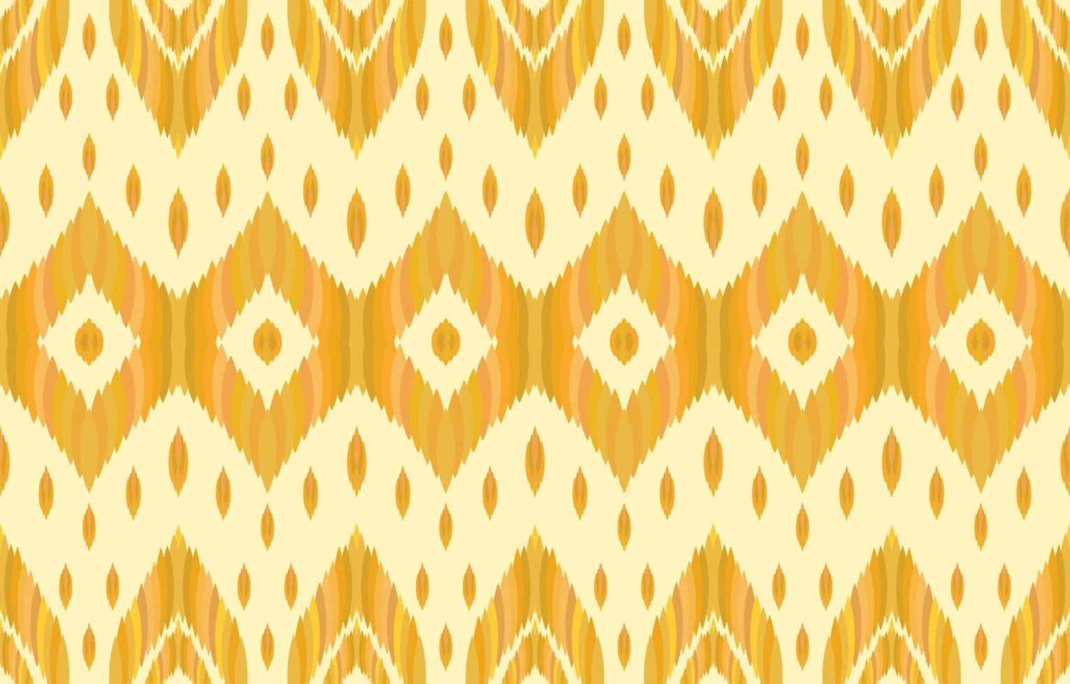 Abstract ethnic ikat geometric seamless pattern. Aztec native tribal fabric on yellow golden background. Vector design for texture, textile, clothing, wallpaper, carpet, embroidery. Illustration print