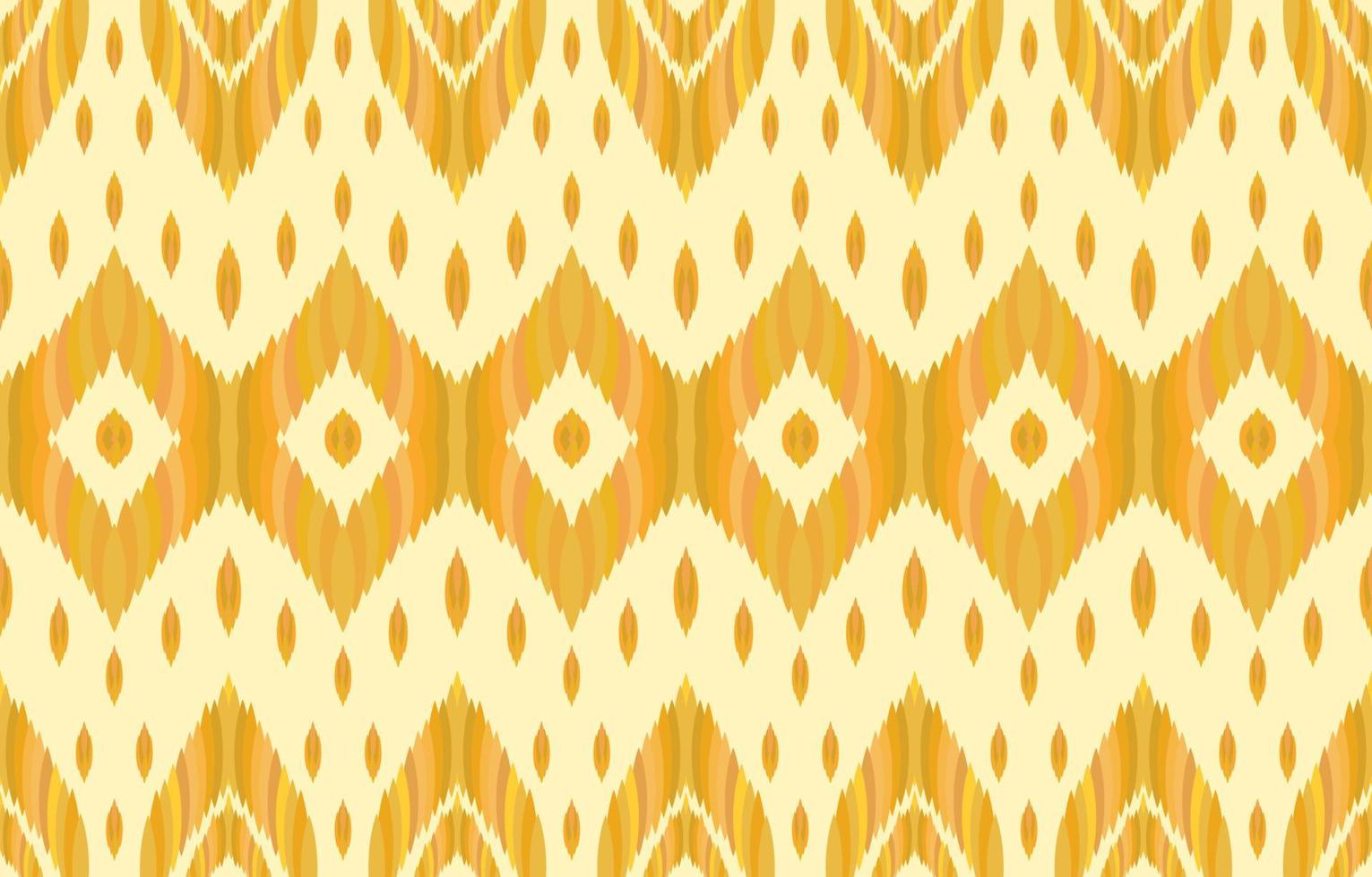 Abstract ethnic ikat geometric seamless pattern. Aztec native tribal fabric on yellow golden background. Vector design for texture, textile, clothing, wallpaper, carpet, embroidery. Illustration print