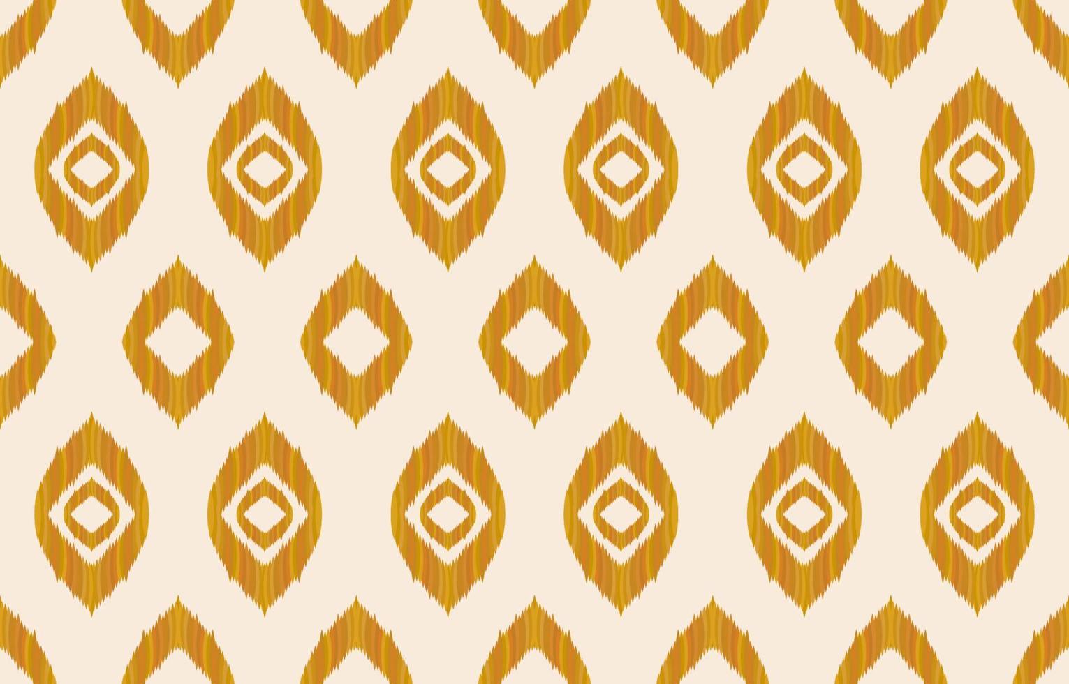 Abstract ethnic ikat geometric seamless pattern. Aztec native tribal fabric golden pattern on eggshell background. Vector design for texture, textile, clothing, wallpaper, carpet, print, illustration