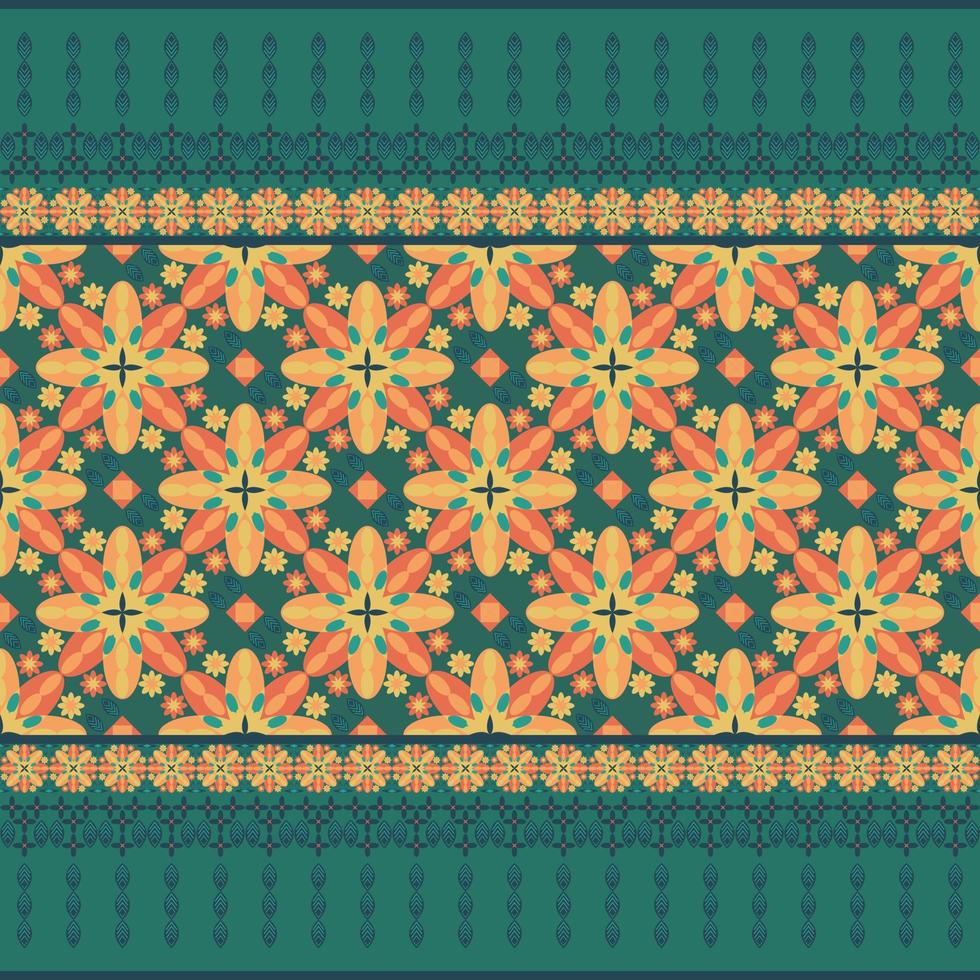 Abstract geometric ethnic native aztec floral pattern seamless oriental traditional Design for fabric, curtain, background, carpet, wallpaper, clothing, wrapping, batik, textile Vector illustration