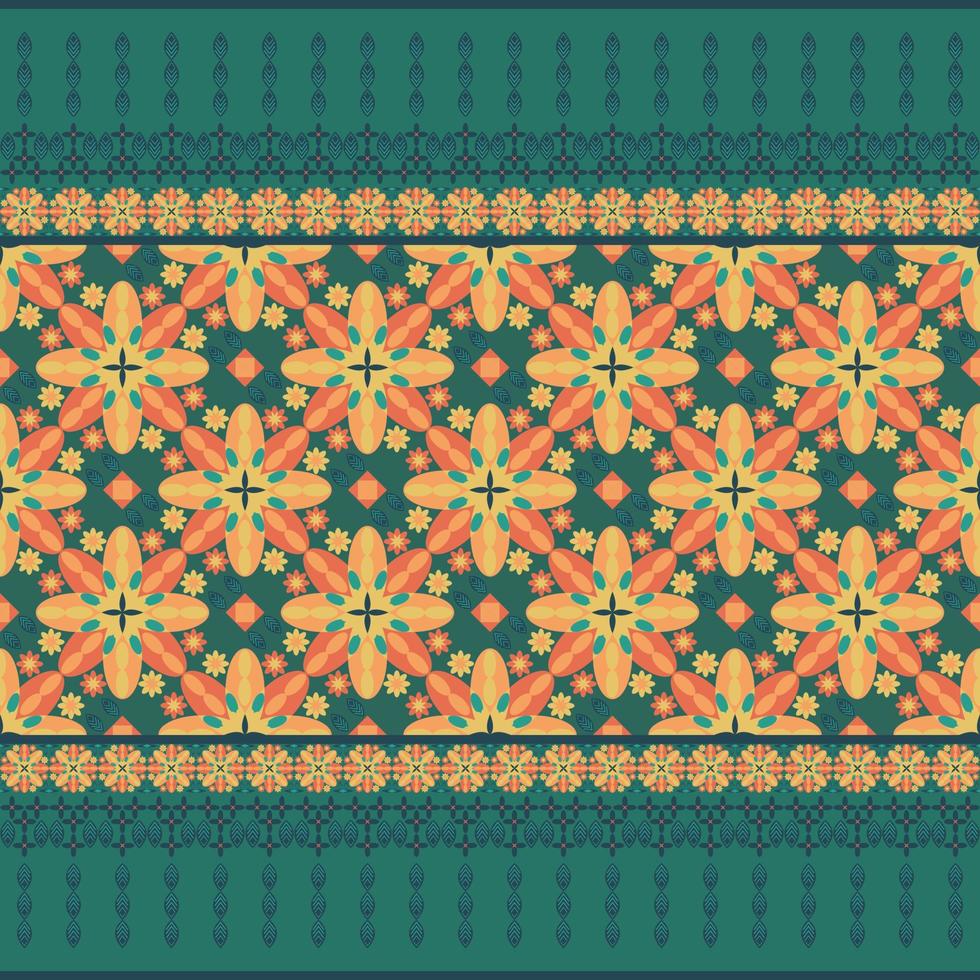 Abstract geometric ethnic native aztec floral pattern seamless oriental traditional Design for fabric, curtain, background, carpet, wallpaper, clothing, wrapping, batik, textile Vector illustration