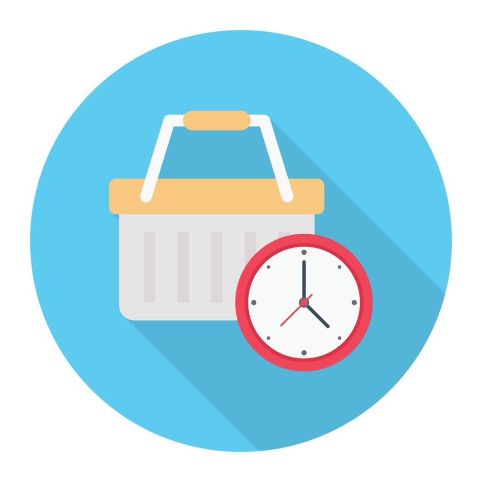 Ilustración de vector de tiempo de compras en un fondo. Símbolos de calidad premium. Iconos vectoriales para concepto y diseño gráfico.