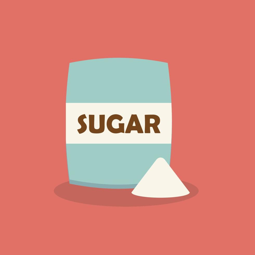 azúcar en icono de paquete en estilo plano vector