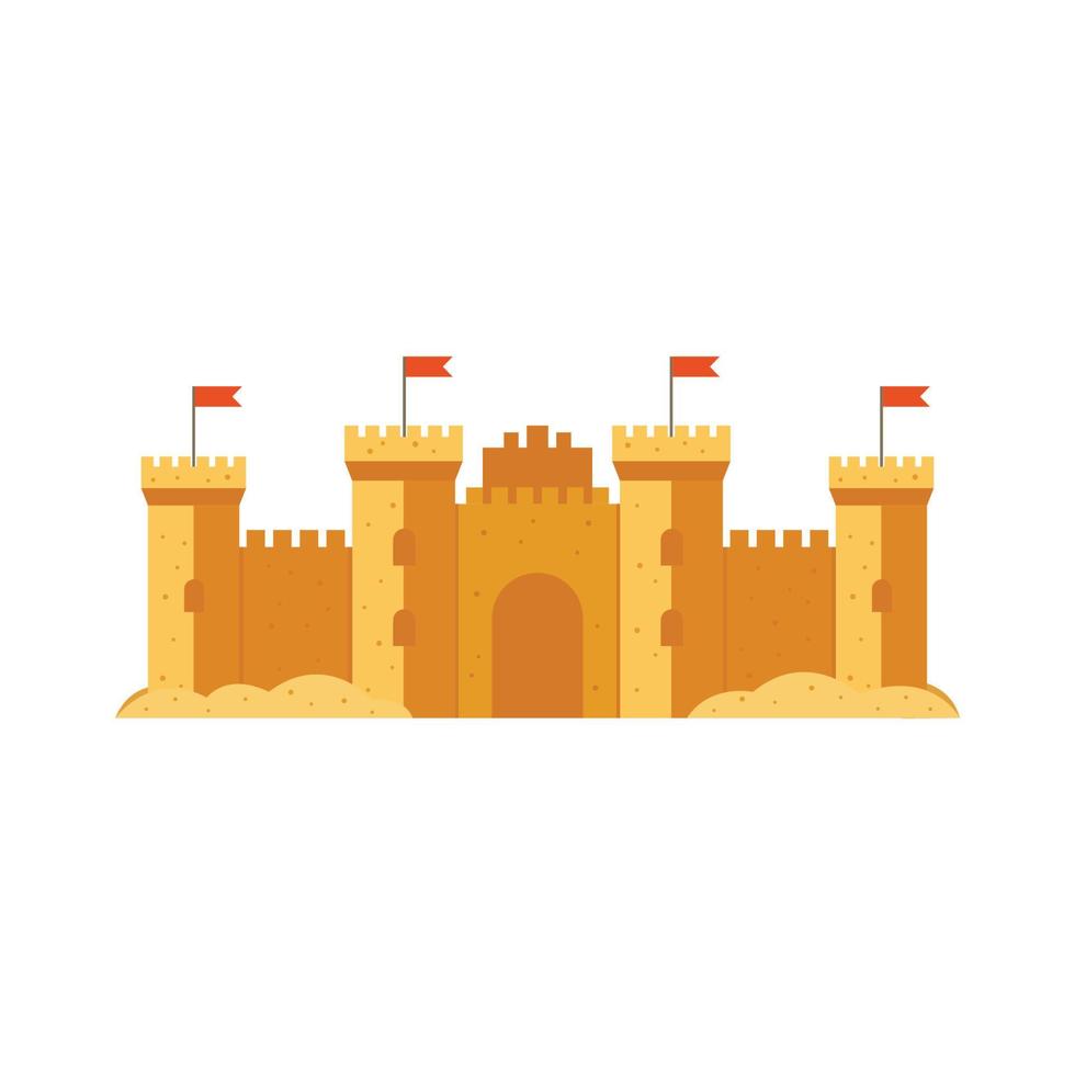 castillo de arena en diseño de estilo plano vector