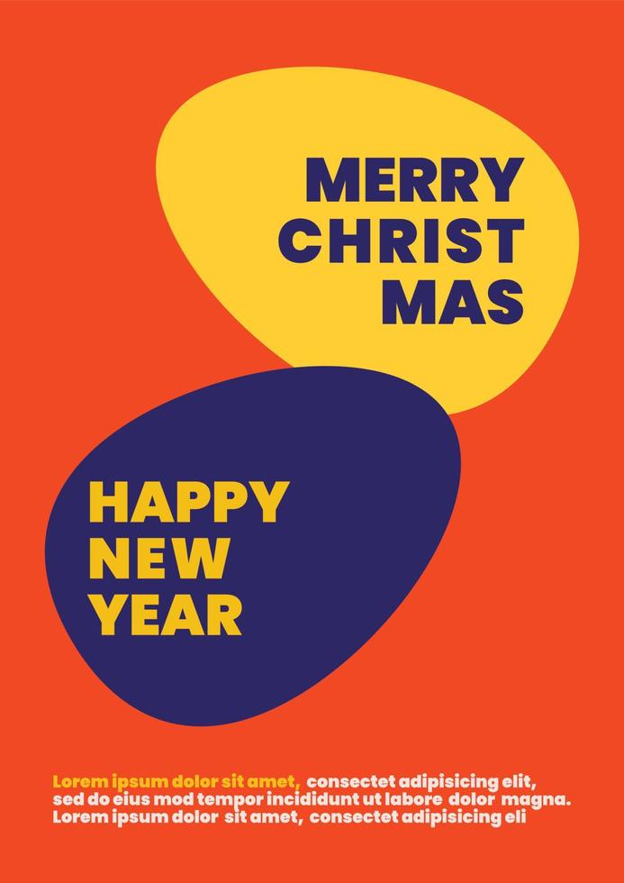 Merry Christmas and Happy new year in free form poster vector