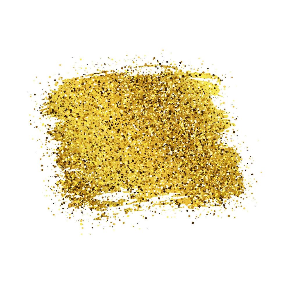 Golden Paint Glittering backdrop on a white background. Background with gold sparkles and glitter effect. Empty space for your text. Vector illustration