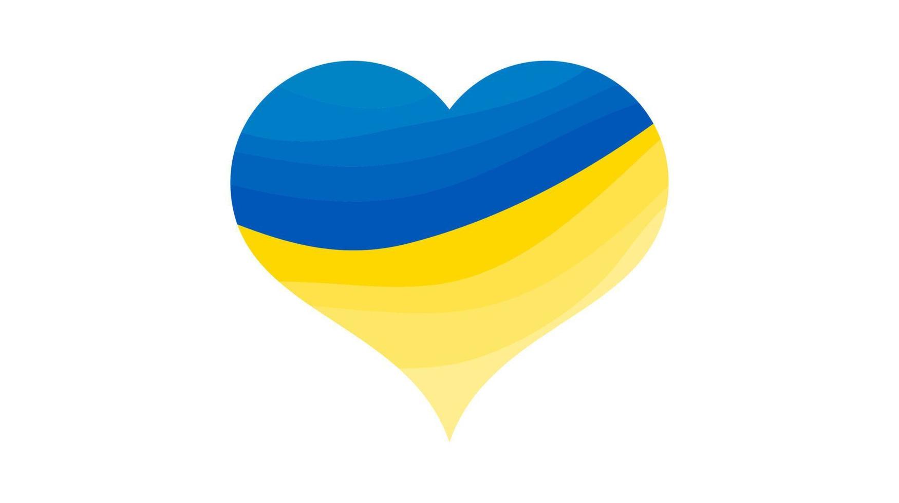 Heart in Ukrainian colors. Yellow and blue heart on white background. Vector illustration